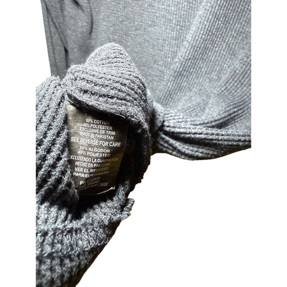 Beverly Hills Polo‎ Club Mens Large Gray Long Sleeve Waffle Knit Shirt - Picture 5 of 5